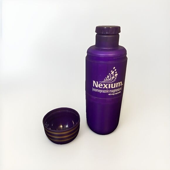 RARE Nexium Pharmaceutical Rep BIG Purple Pill Thermos Collectible Bottle 12" - Picture 3 of 6